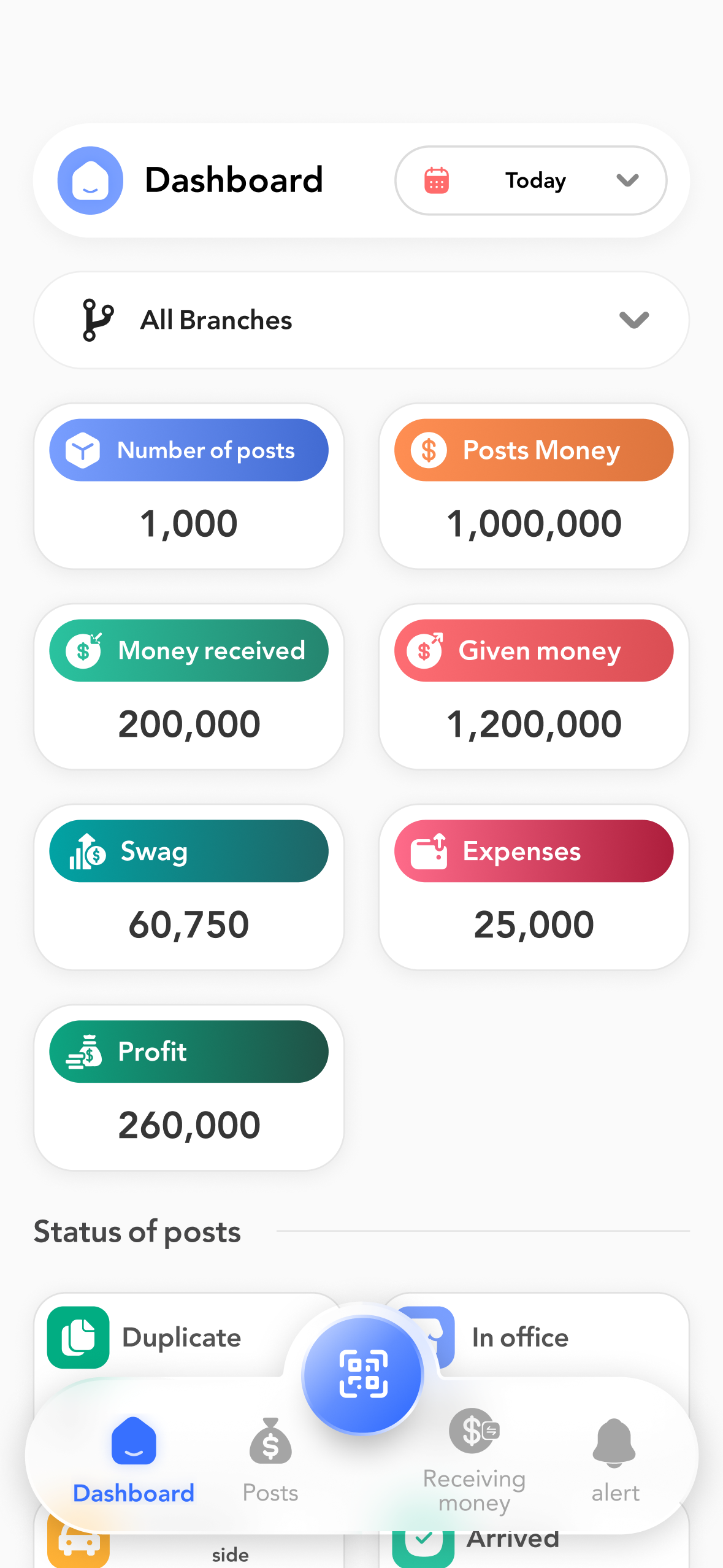 Postal and Delivery System screen